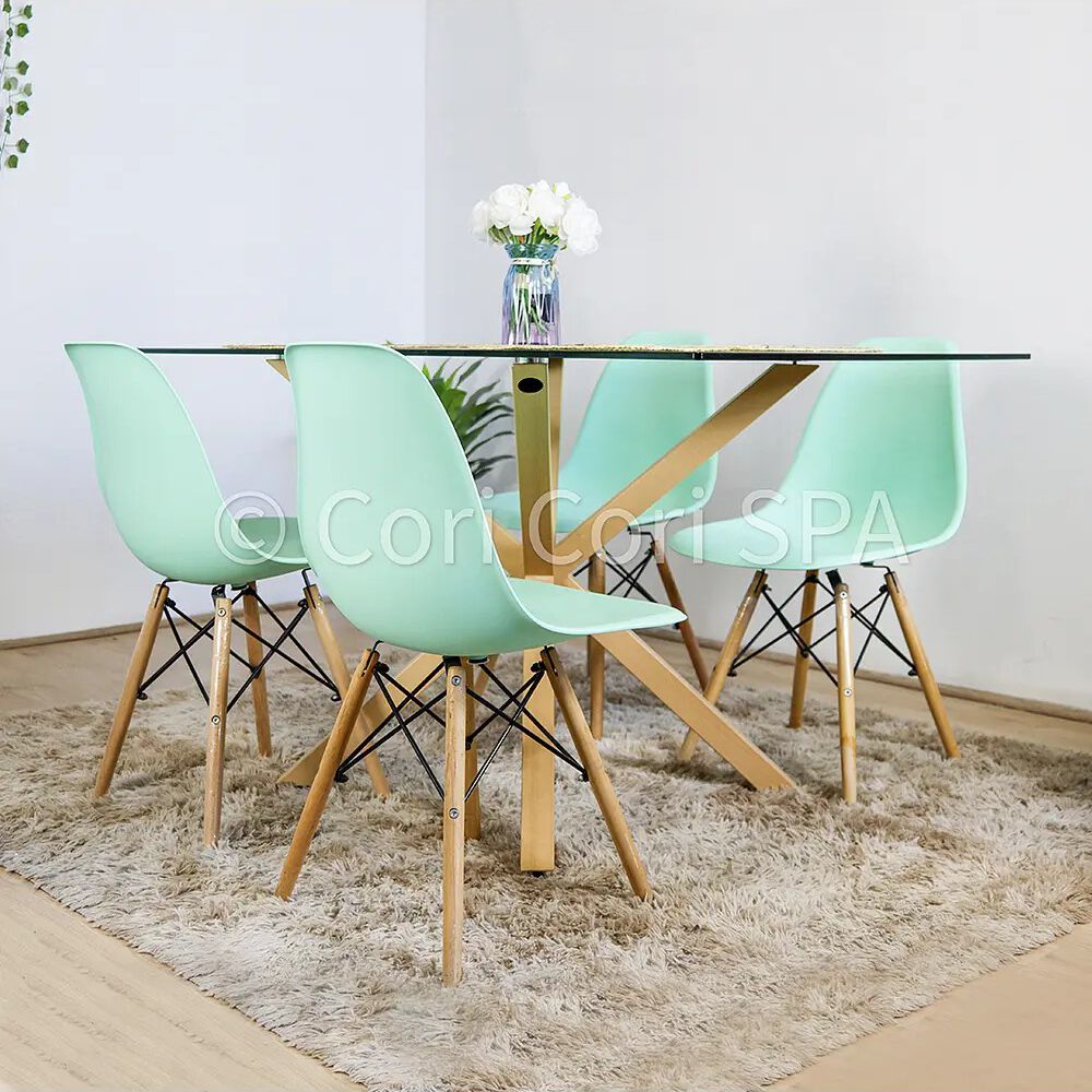 Comedor Madrid 140x80cms + 4 Sillas Eames Menta image number 0.0