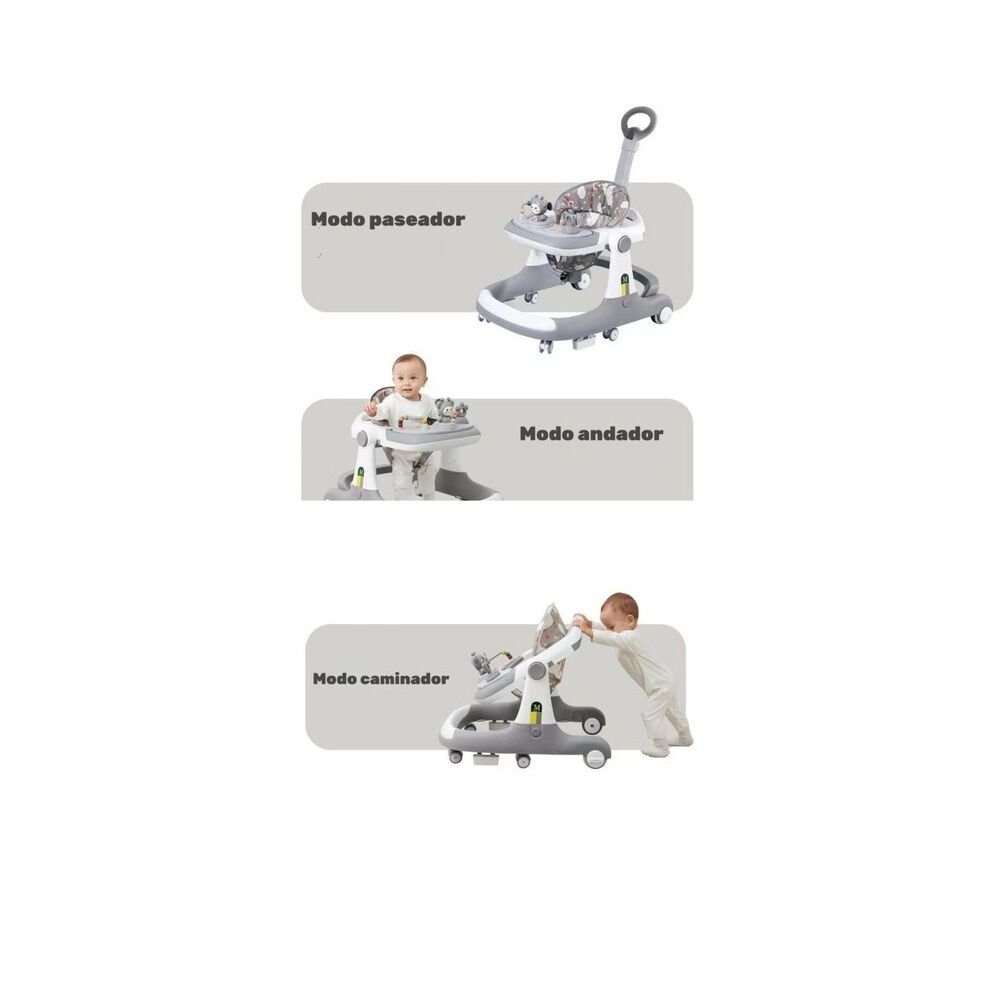 Andador Caminador 5 En 1 Con Apoya Pies Lubabycas Gris image number 2.0