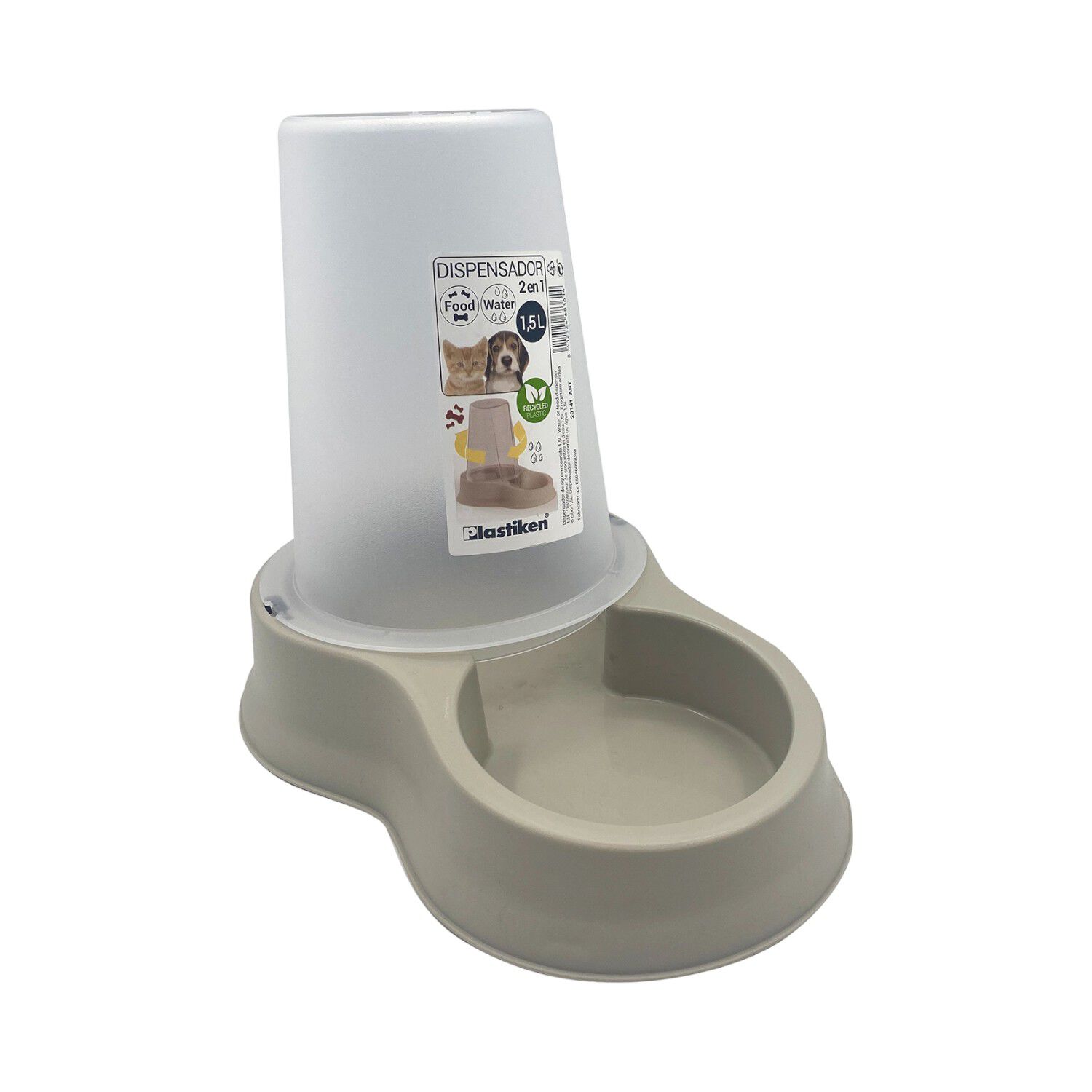 Dispensador Mascota Agua Y Comida 1,5 Litros Beige Plastiken image number 3.0