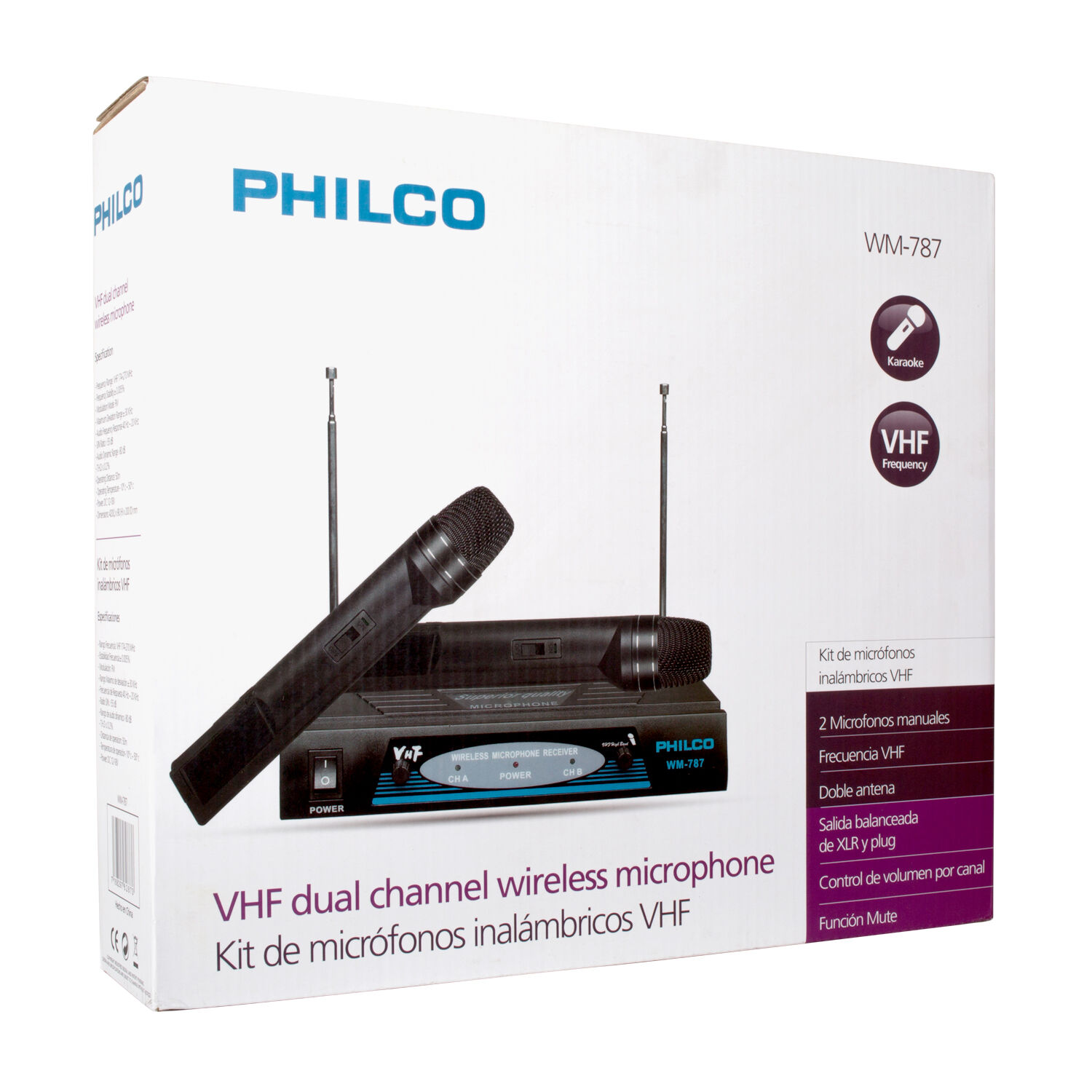 Pack De 2 Micr&oacute;fonos Inal&aacute;mbricos Vhf Pro Wm-787 Audio Hd image number 5.0