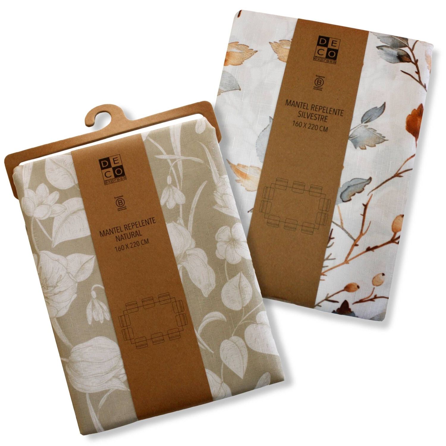 Set 2 Manteles Antimanchas Silvestre Y Natural 160x220 Cm image number 0.0