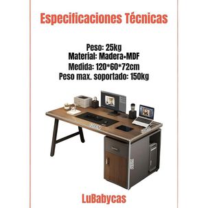 Escritorio 120cm Con Cajones Y Compartimiento Sky Lubabycas