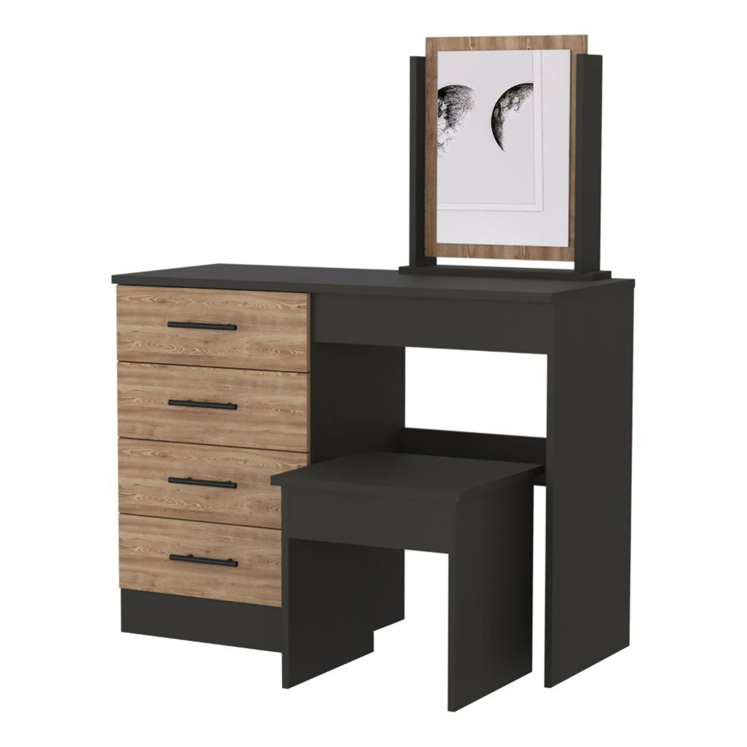 Mueble Tocador Con Espejo Y 4 Cajones + Silla image number 0.0