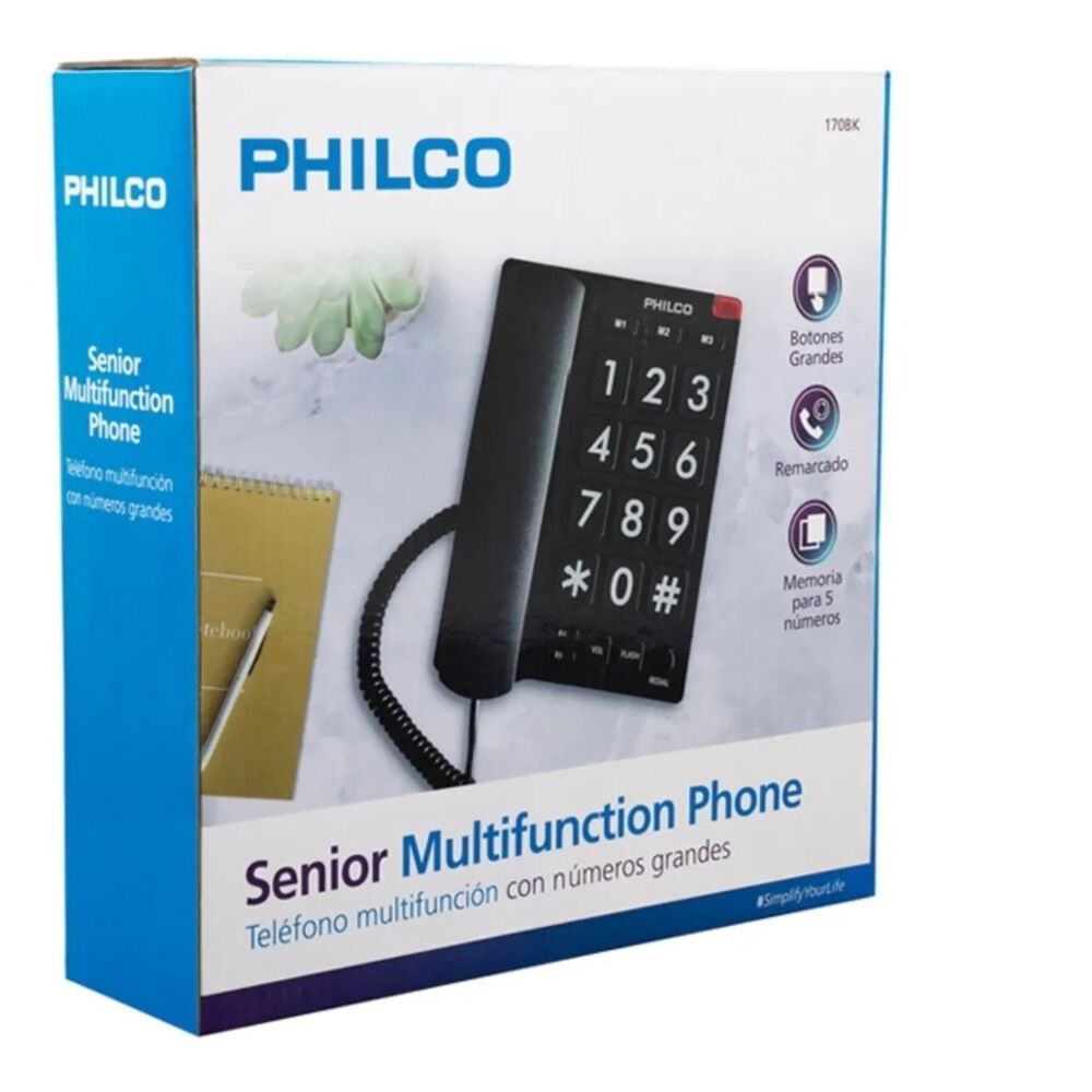 Telefono Numeros Grandes Philco Negro 170bk image number 2.0