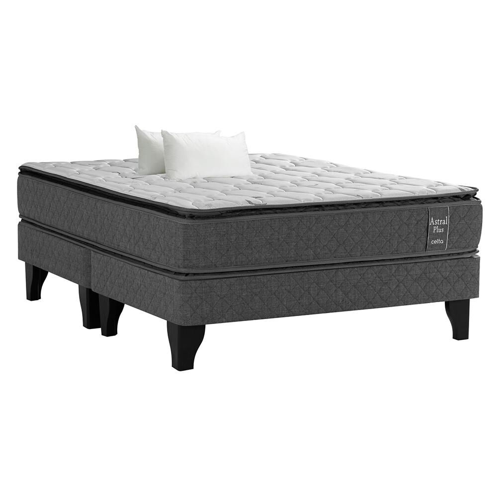 Cama Europea Celta Astral / 2 Plazas / Base Dividida + Almohadas image number 0.0