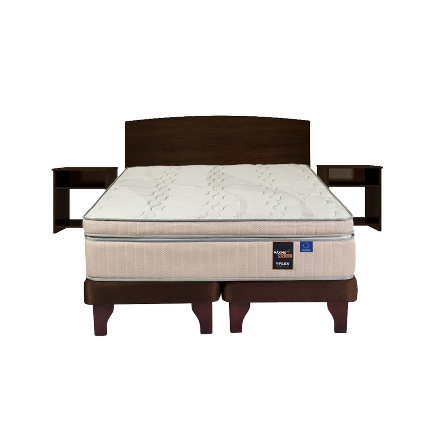 Cama Europea Flex M&aacute;ximo Cobre / 2 Plazas / Base Dividida + Set De Maderas Dakar image number 0.0