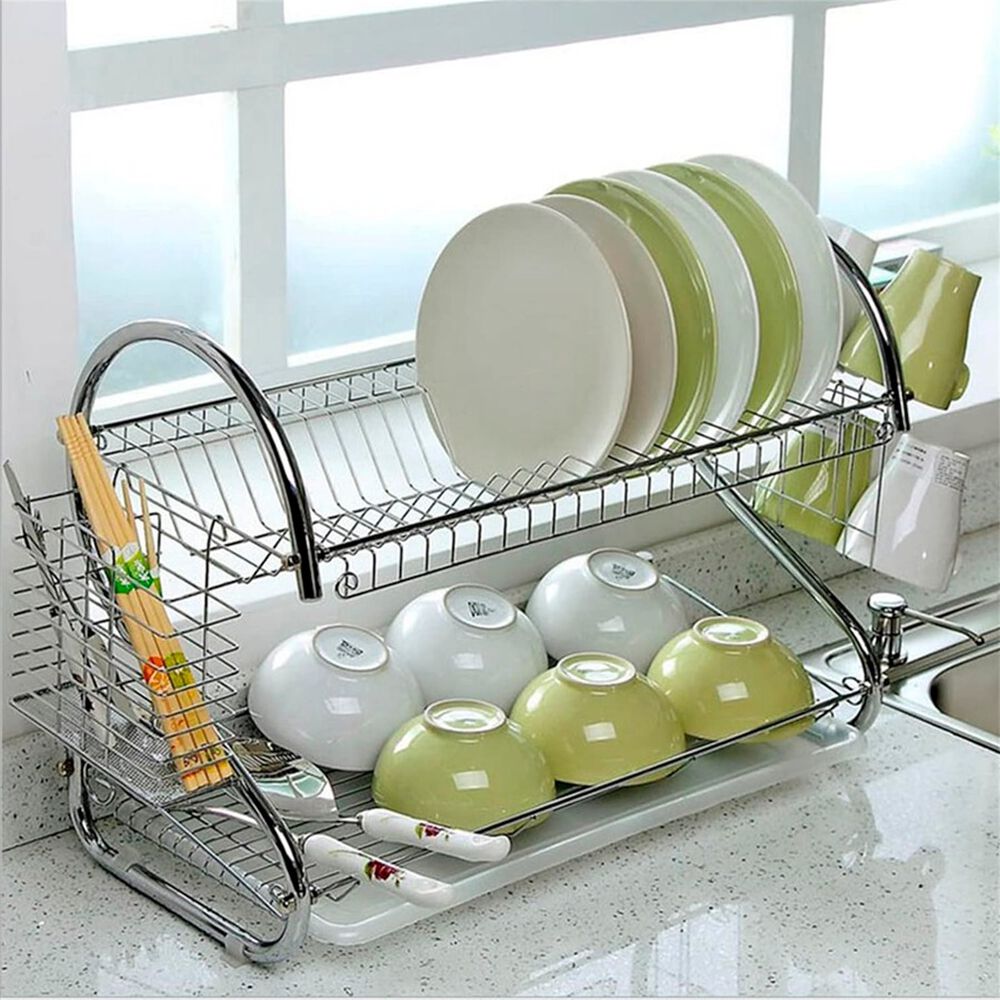 Estante Organizador Escurridor De Platos De 2 Niveles Forma De S image number 2.0