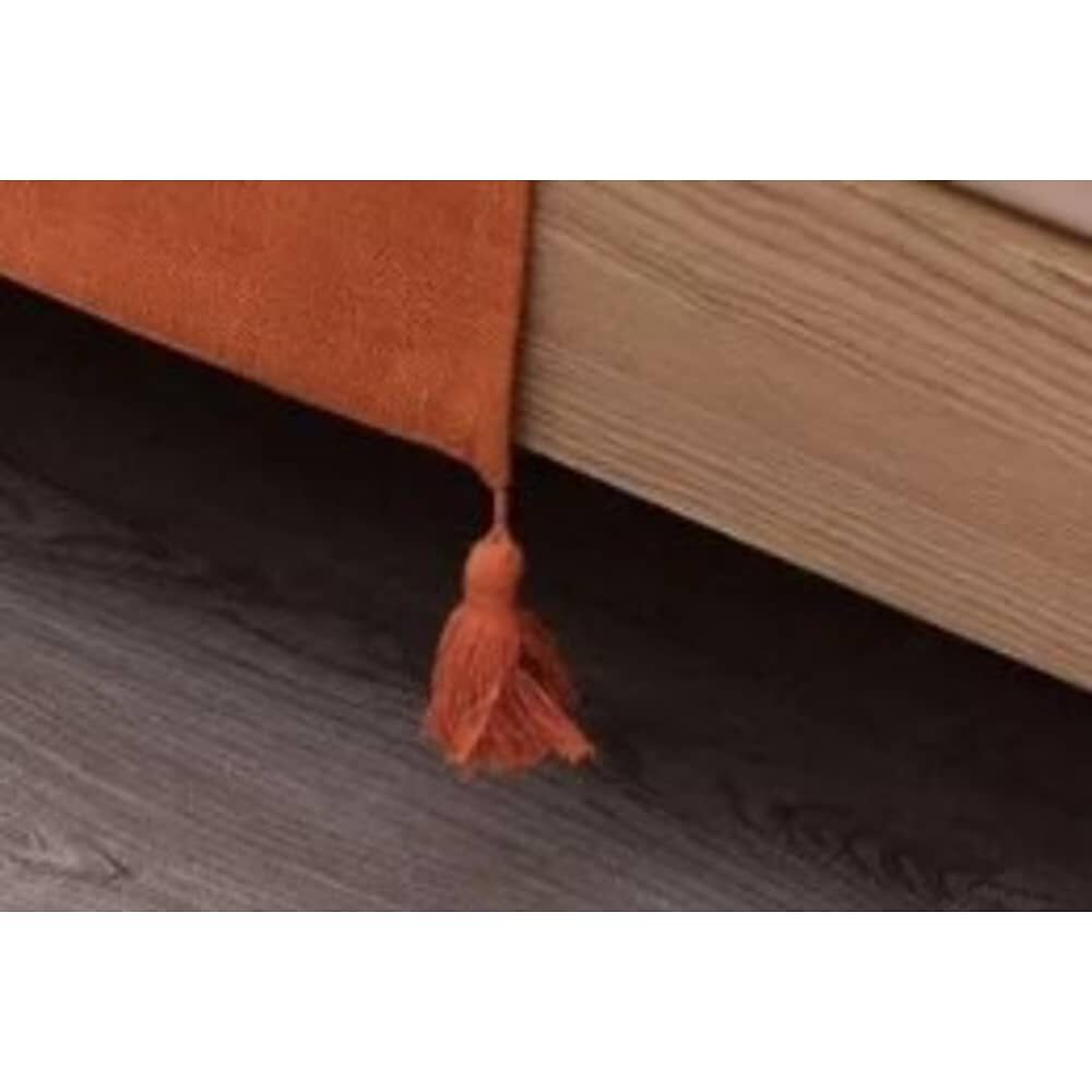 Piecera De Lino Con Pompones Medida 70x210cm King -2 Plazas. Naranja image number 3.0