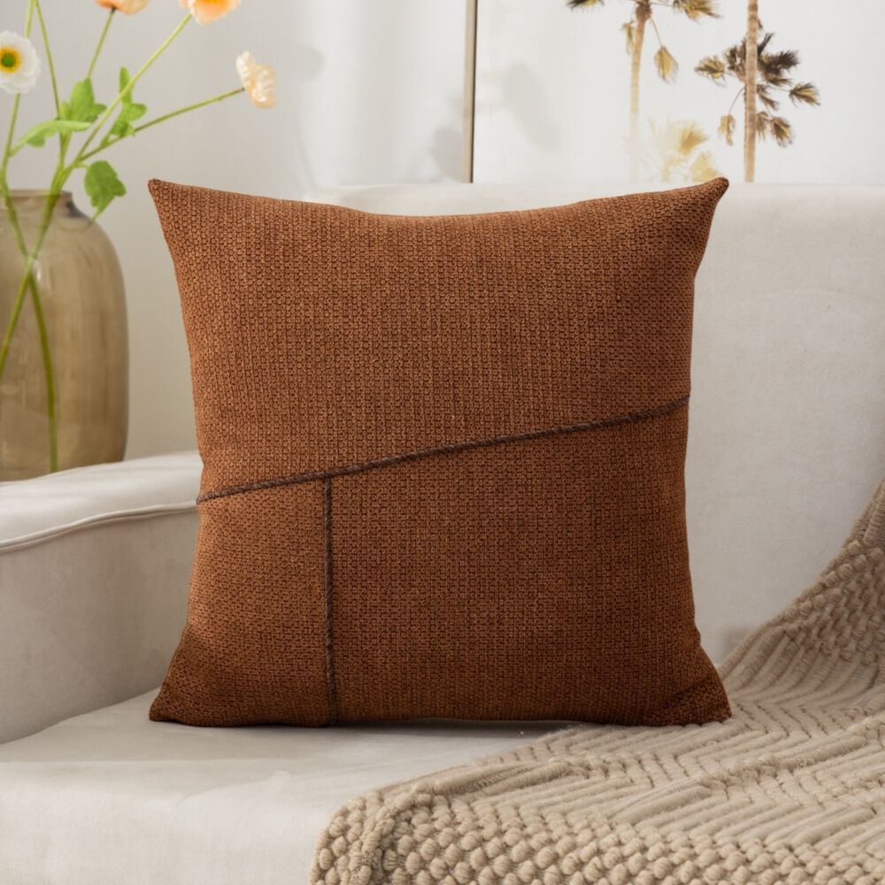 Pack De 02 Fundas De Cojin - Chenille Detalle En Yute 45x45cm Marron image number 2.0