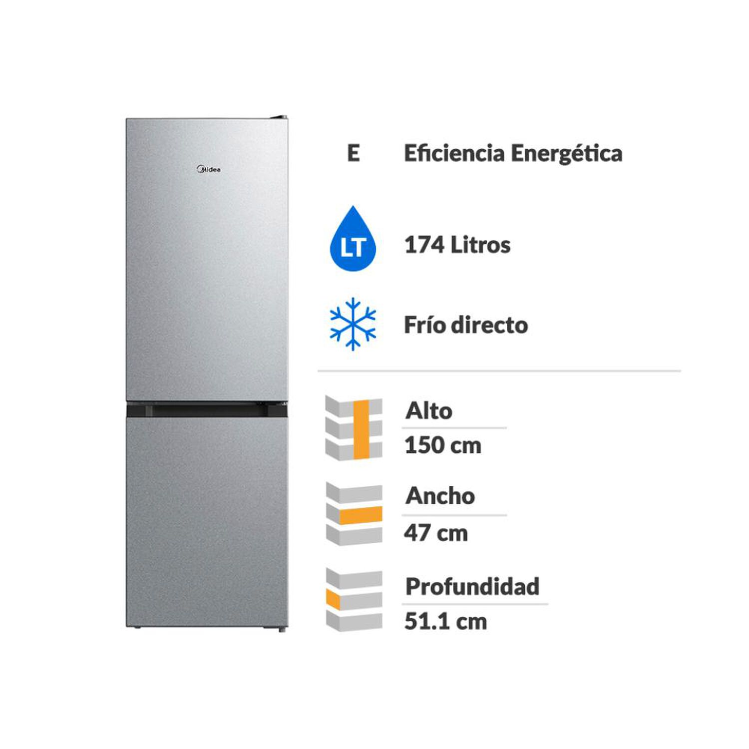Refrigerador Bottom Freezer Midea MDRB241FGE50M / Fr&iacute;o Directo / 174 Litros / E image number 1.0