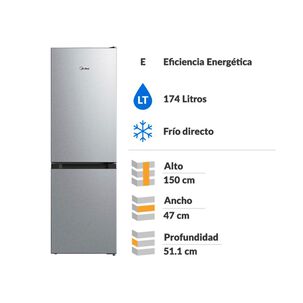 Refrigerador Bottom Freezer Midea MDRB241FGE50M / Frío Directo / 174 Litros / E