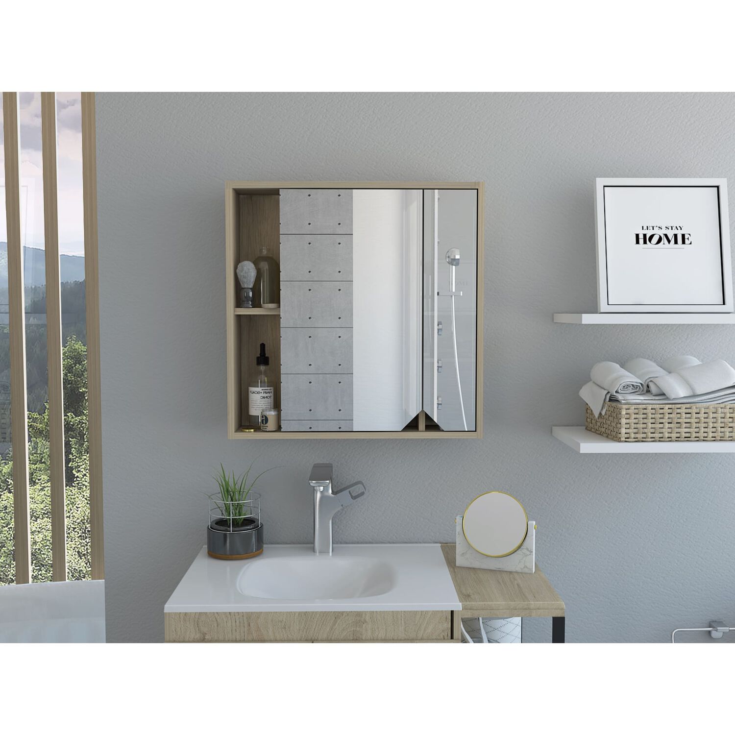 Botiquin De Ba&ntilde;o 60x60x13,6 Cm Caf&eacute; Claro Con Espejo image number 4.0