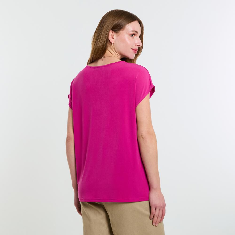 Polera Lisa Manga Corta Cuello V Mujer Lesage image number 3.0