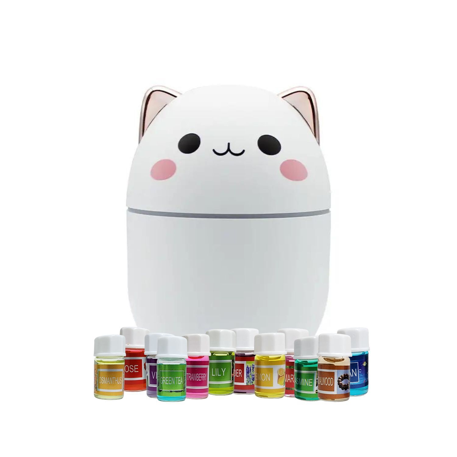 Pack Humidificador Dise&ntilde;o Gato Blanco + 12 Esencias Aromaticas image number 2.0