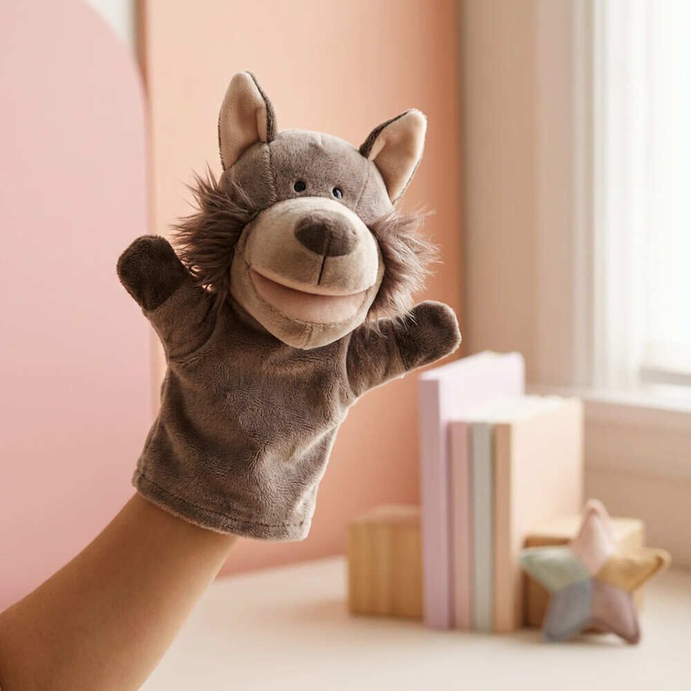 Peluche Titere Animal Zorro Vaca Leon Oveja Rana Lobo image number 4.0