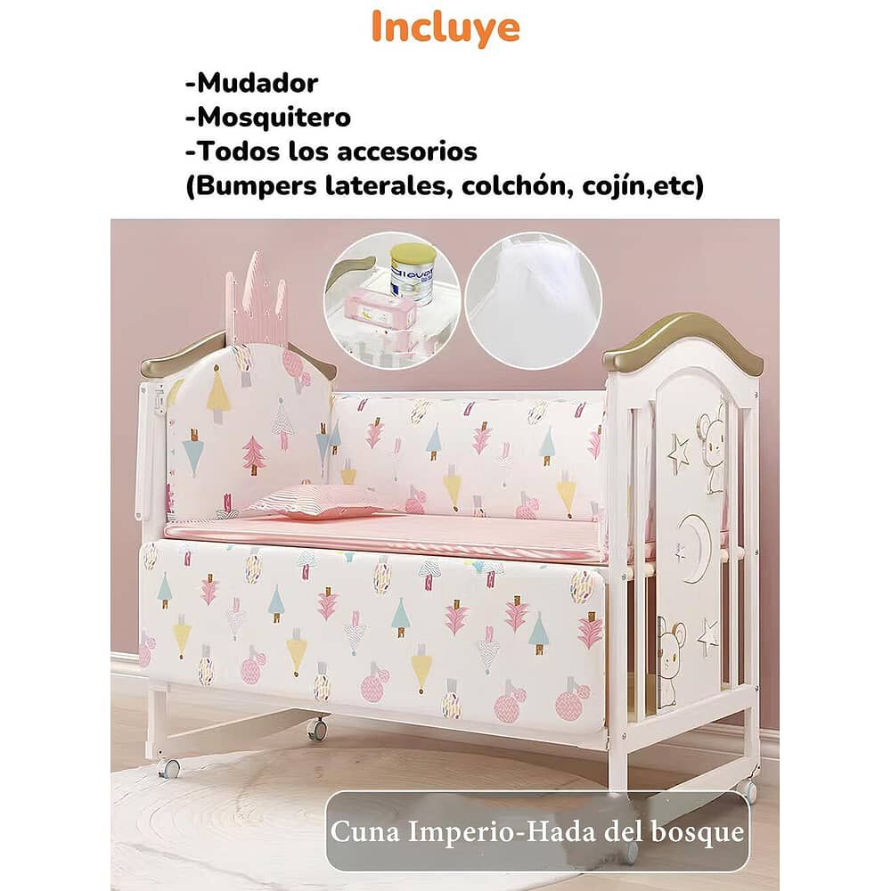 Cuna Colecho Madera Con Mudador Mosquitero Lubabycas Rosada image number 3.0