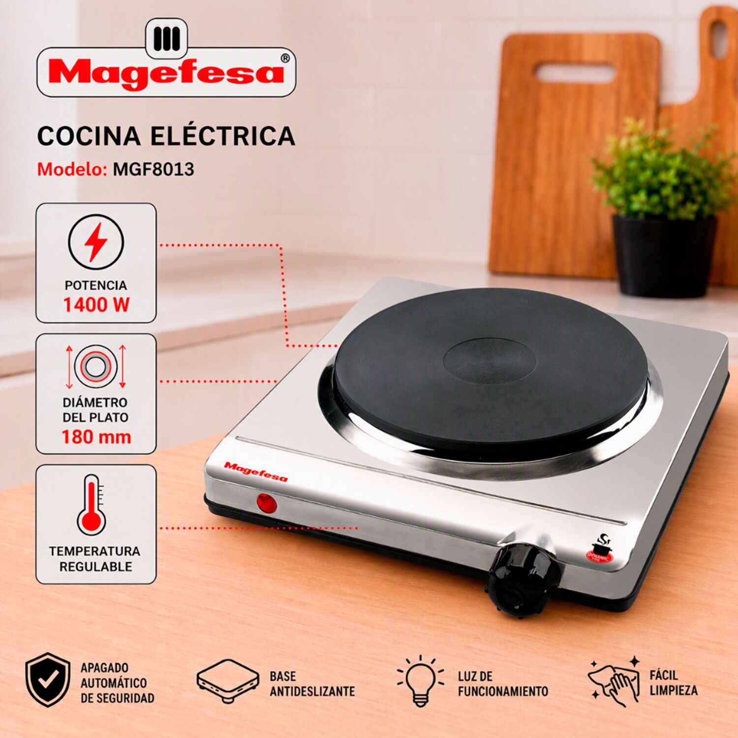 Cocina Electrica Magefesa Dinamic Inox Mgf8013 image number 1.0
