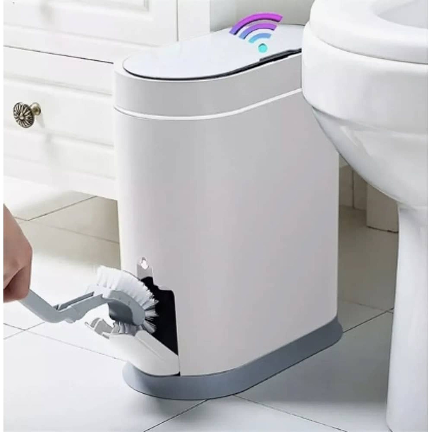 Papelero Basurero Ba&ntilde;o Autom&aacute;tico Sensor Inteligente Cepillo image number 1.0