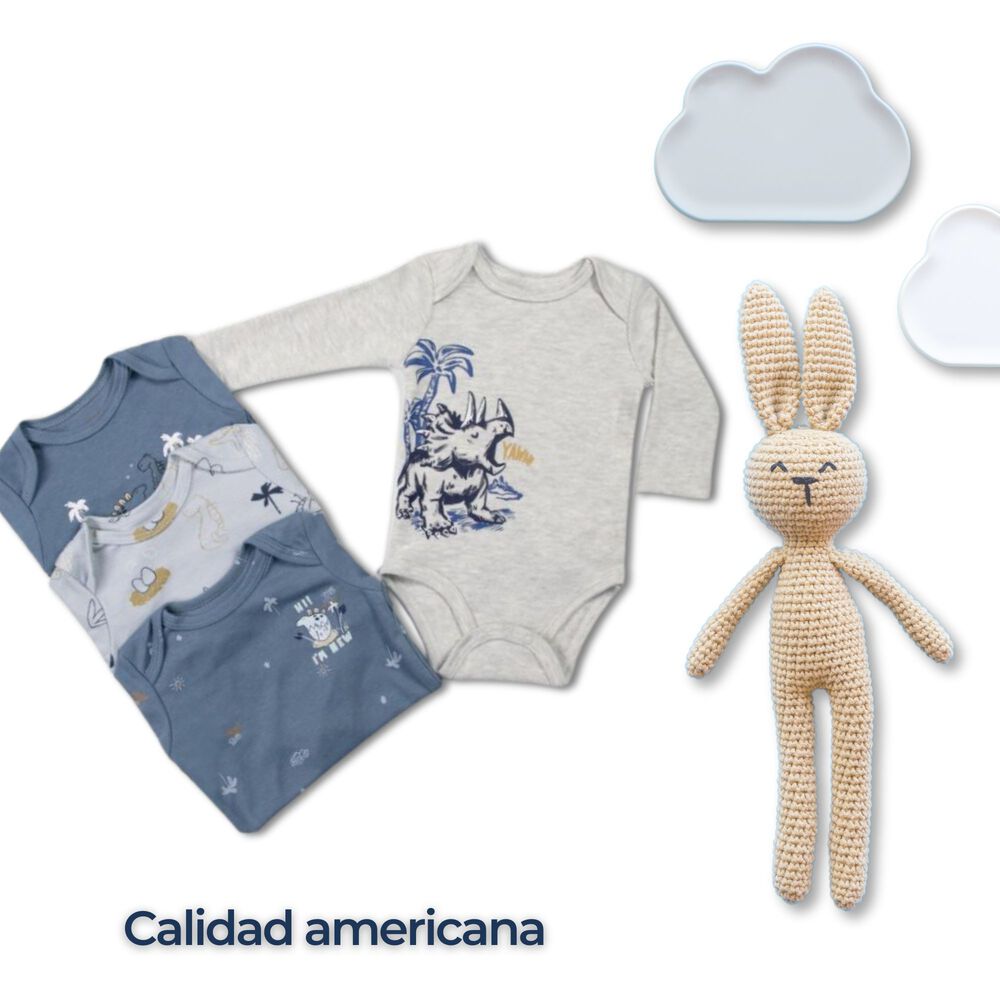 Pack 4 Bodys Ni&ntilde;o Manga Larga Tedmimak 100% Algod&oacute;n Buddies Dinosaur image number 5.0