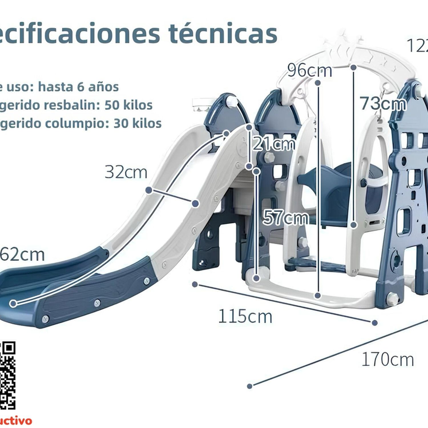 Resbalin Columpio 5 En 1 Con Accesorios Azul Lubabycas image number 7.0