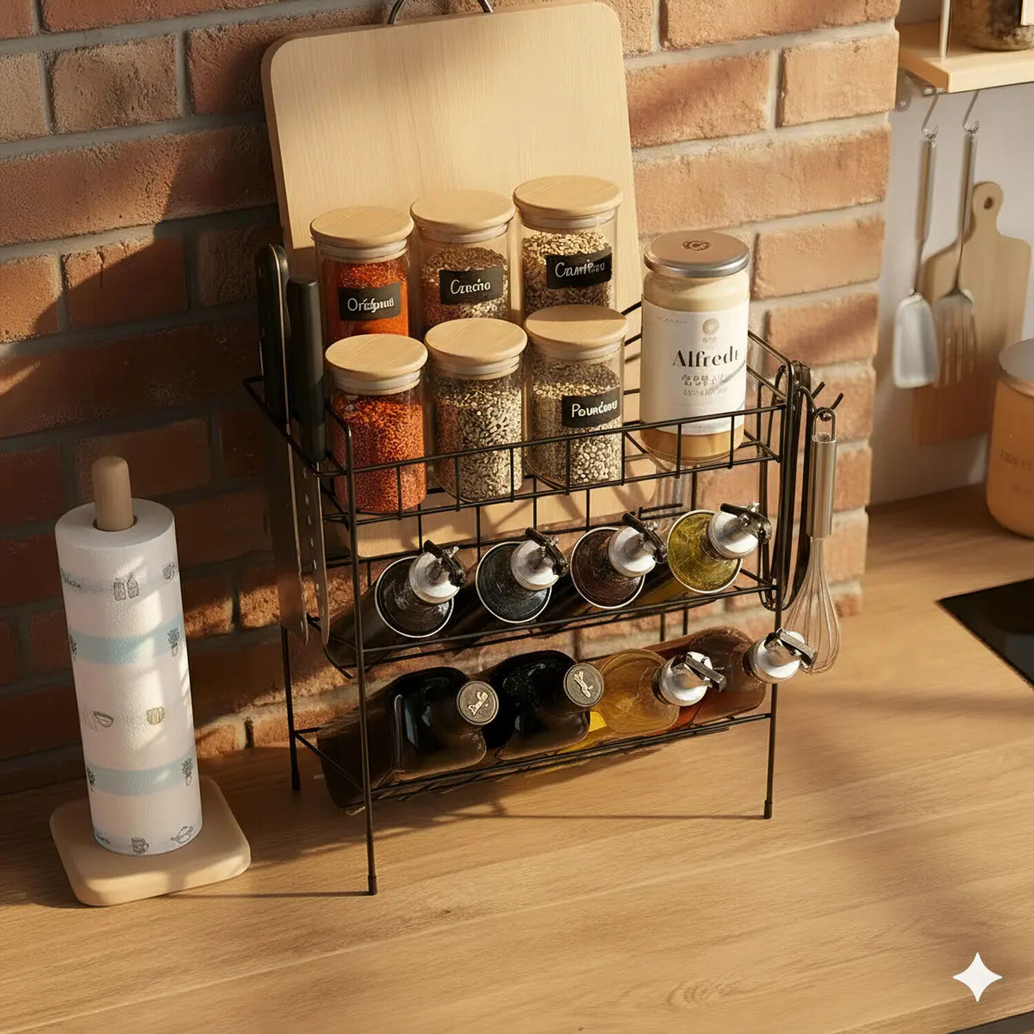 Organizador Rack De Cocina Multifuncional 3 Niveles Color Negro image number 5.0