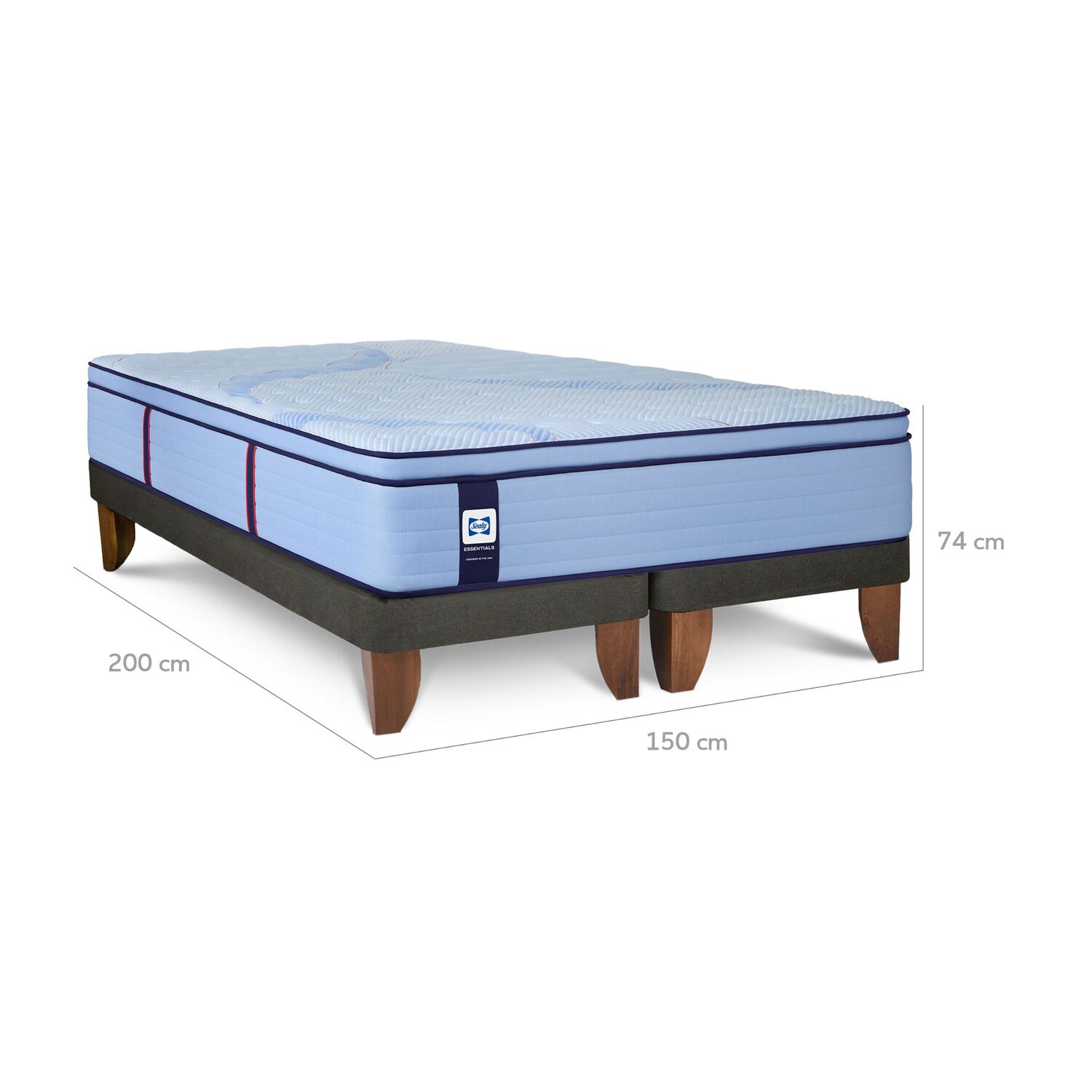 Cama Europea Sealy Essential / 2 Plazas / Base Dividida image number 2.0