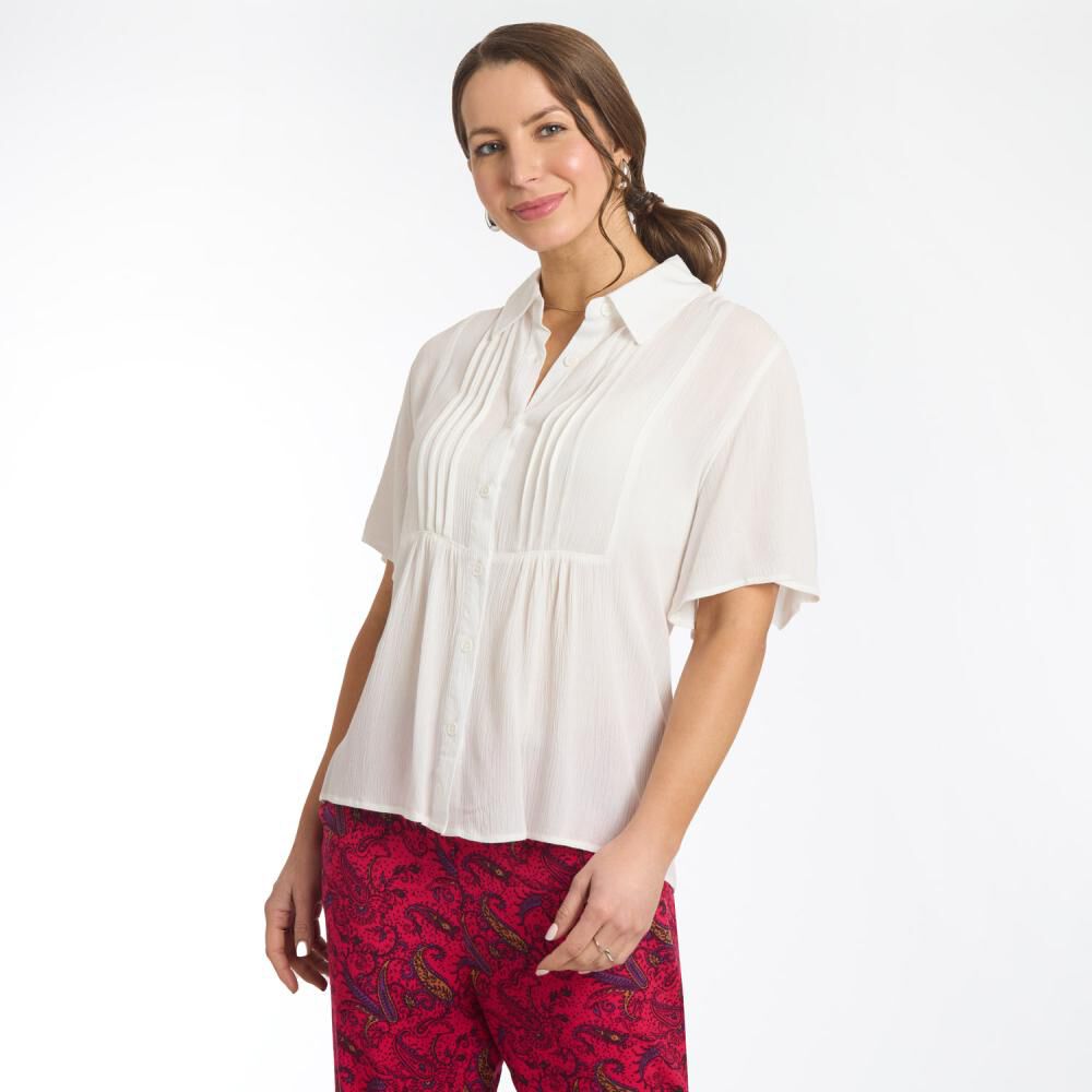 Blusa Abotonada Manga Corta Cuello Camisero Mujer Geeps image number 2.0