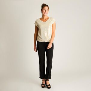 Polera Lentejuela Fantasia Y Lurex Manga Corta Cuello V Mujer Lorenzo Di Pontti