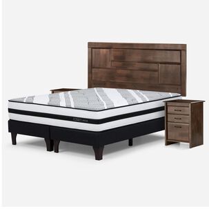 Cama Europea Rosen Driven / King / Base Dividida + Set De Maderas Dolce