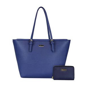 Cartera Tempo + Billetera Trifold Azul Kenneth Cole