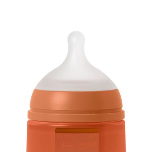 Mamadera De Silicona Flujo Medio 240ml Fisiol&oacute;gica Sx Pro Colour Teja
