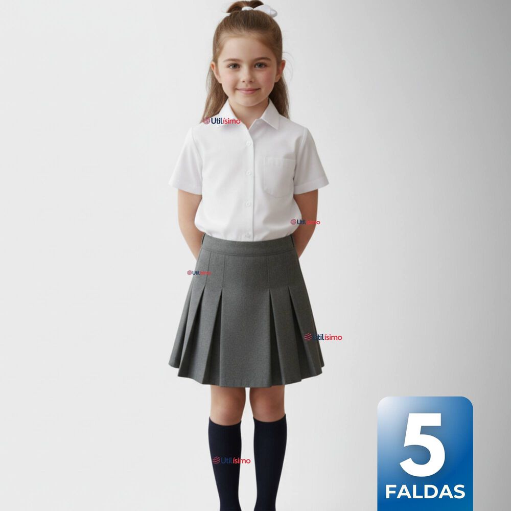 Pack 5 Faldas Escolares Plisada Color Gris Ni&ntilde;a image number 0.0