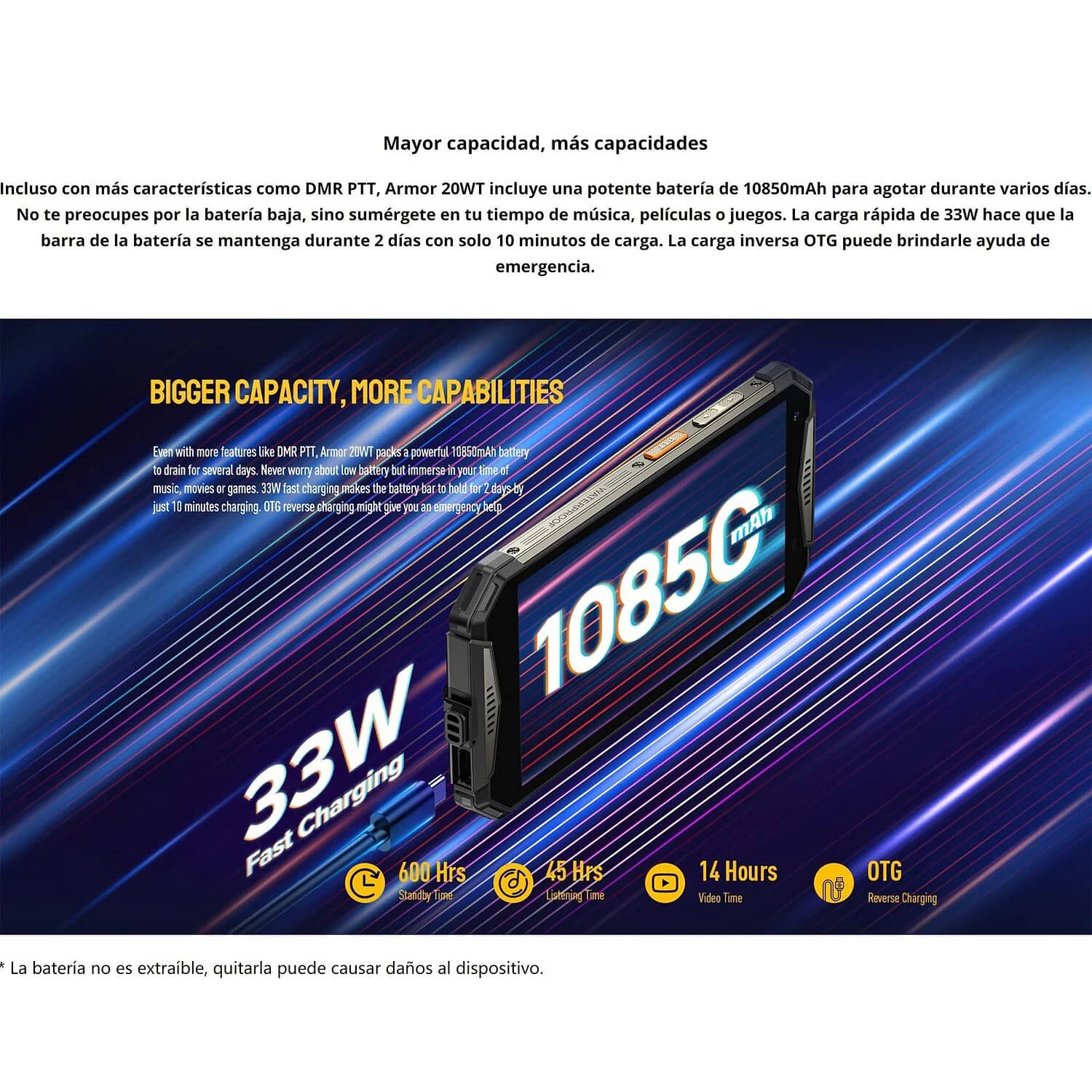 Celular Rugged Ulefone Armor 20wt Resistente A Golpes, Polvo, Humedad Y Agua / Walkie Talkie Dmr/uhf &ndash; Digital An&aacute;logo, Potente Parlante De 100 Db image number 6.0