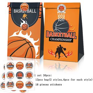 Pack 12 Bolsas Dulces Premium Basquetbol Pelota Cumplea&ntilde;os
