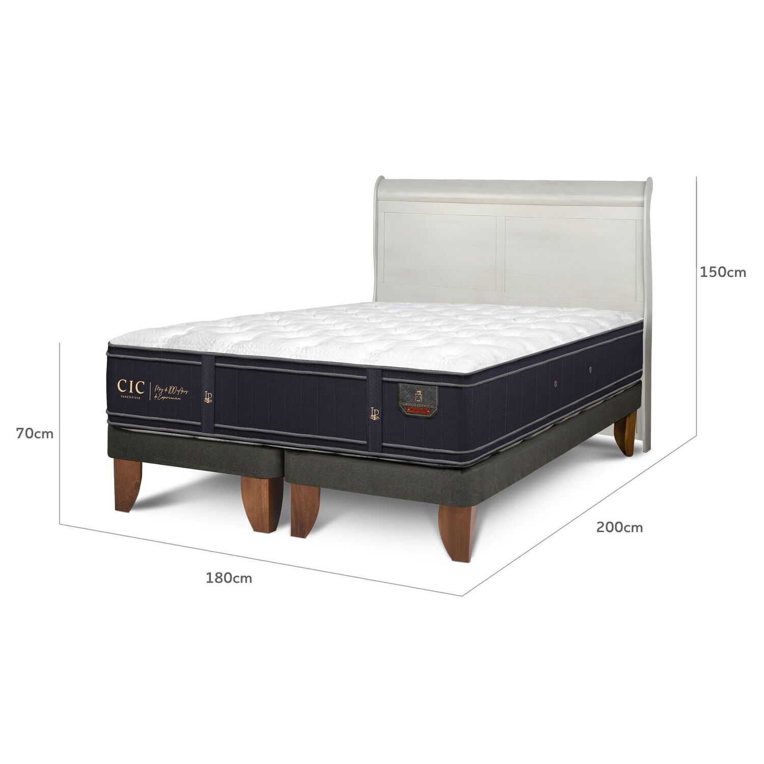 Cama Europea Cic Linea Premium / King / Base Dividida + Respaldo image number 2.0