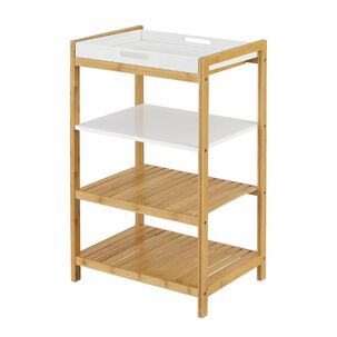 Estante De Almacenamiento 4 Niveles Bamb&uacute; Bandeja Extraibe