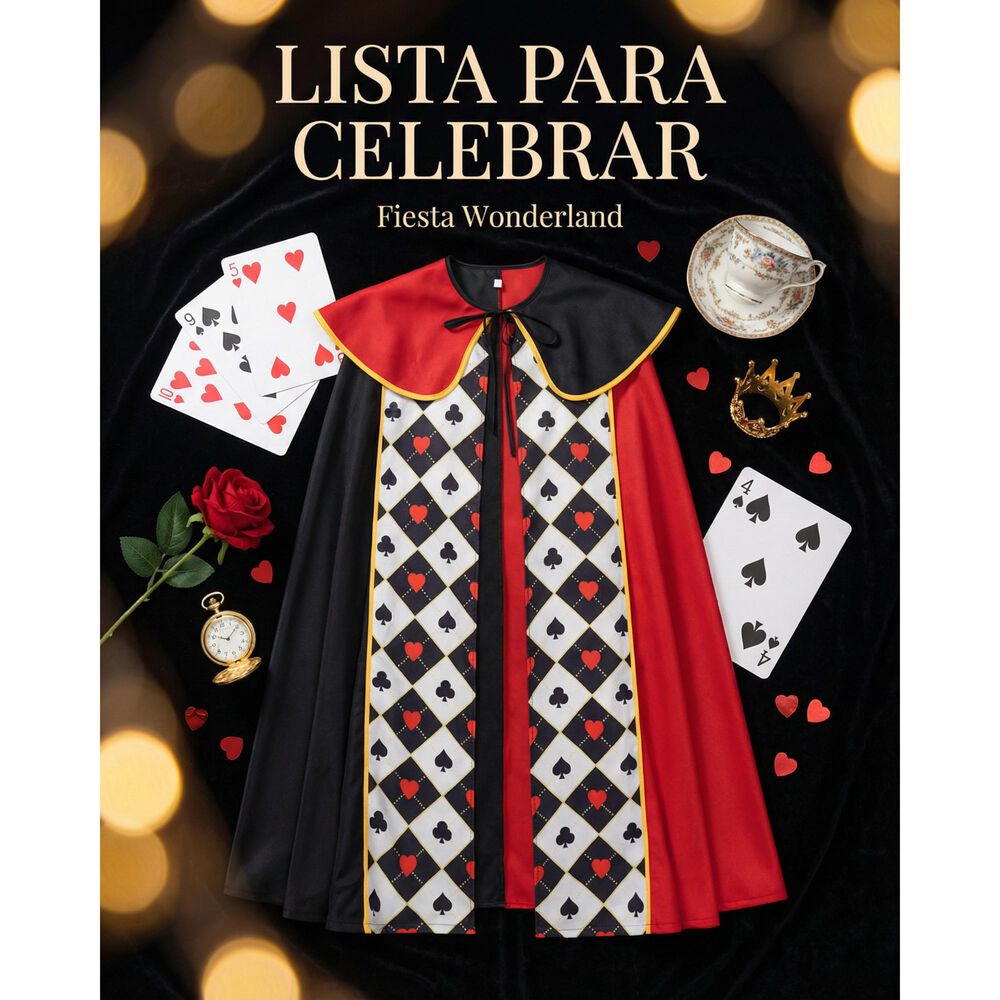 Disfraz T&uacute;nica Reina De Corazones Inspirada En Alicia En El Pa&iacute;s De Las Maravillas Para Cosplay Halloween Y Fiestas Tem&aacute;ticas image number 9.0