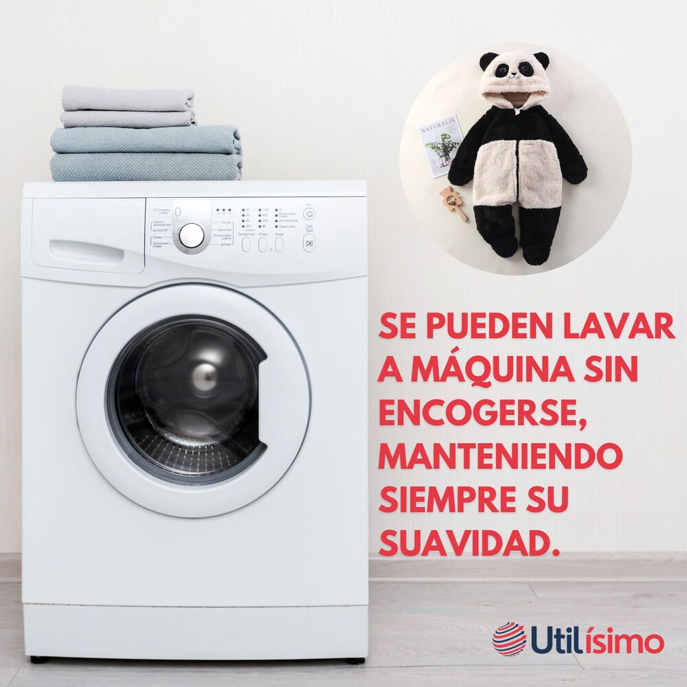 Enterito Panda Con Capucha Bebe Polar Blanco Y Negro image number 5.0