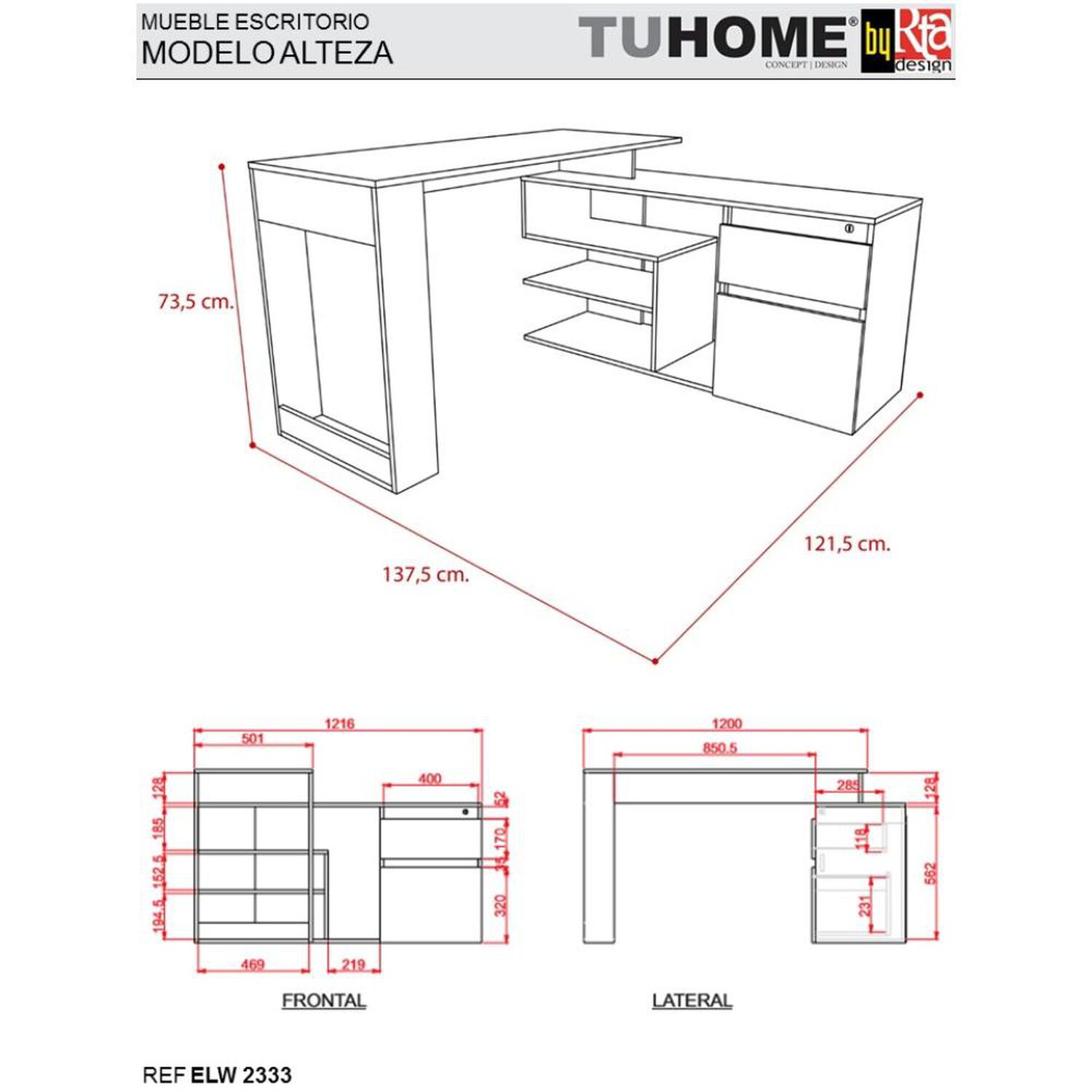 Combo Tuhome Office 11 / Cajonera + Escritorio image number 3.0
