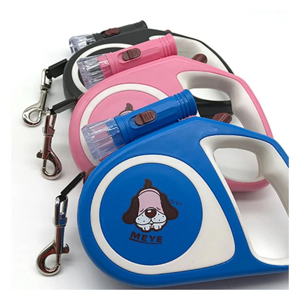 Cuerda Retractil 5m Con Linterna Para Paseo De Mascotas Rosado image number 3.0