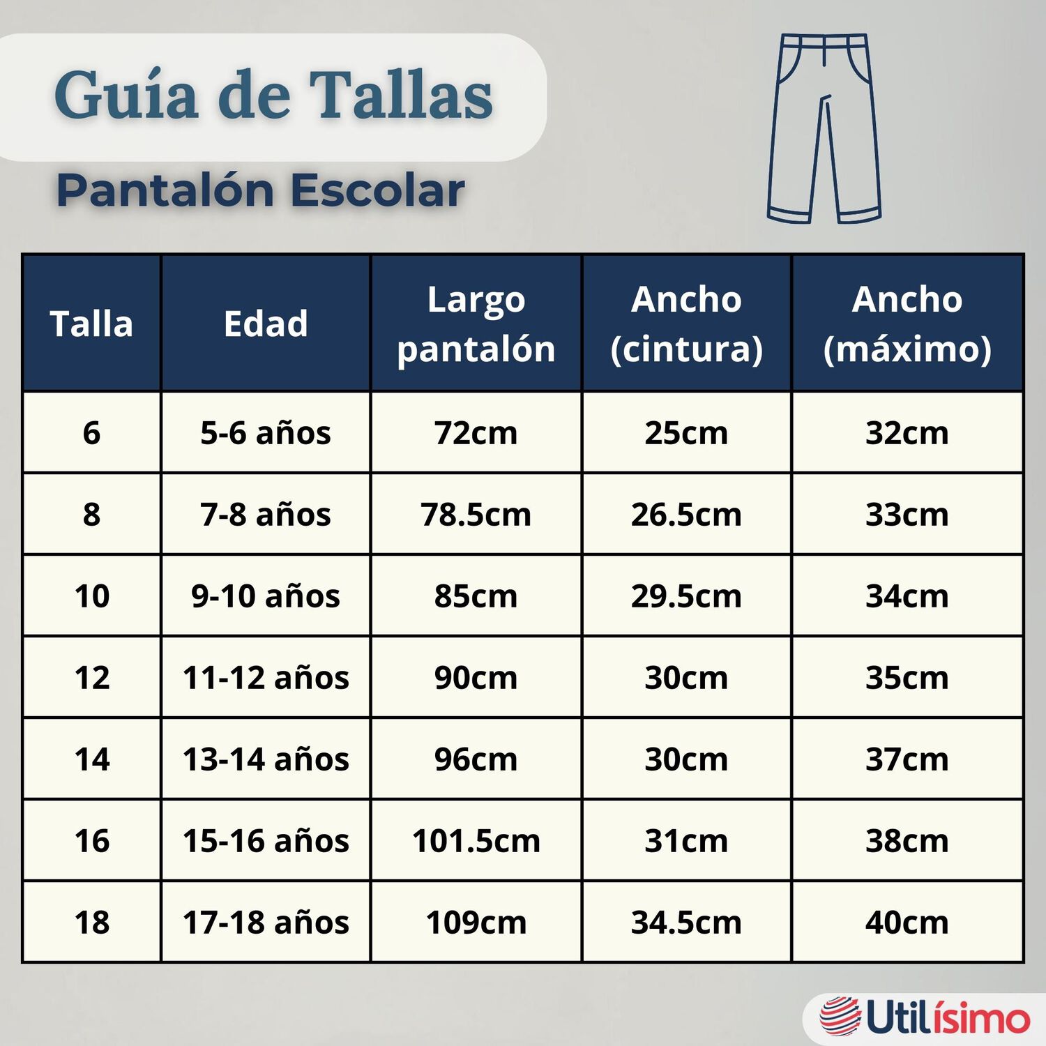Pantal&oacute;n Escolar Colegio Cl&aacute;sico Gris Ni&ntilde;o Juvenil image number 2.0