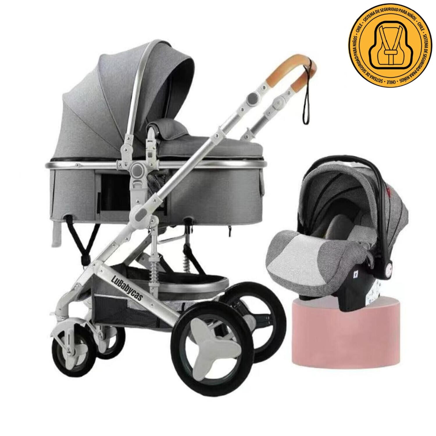 Coche Travel System Con Accesorios Gris Lubabycas image number 8.0
