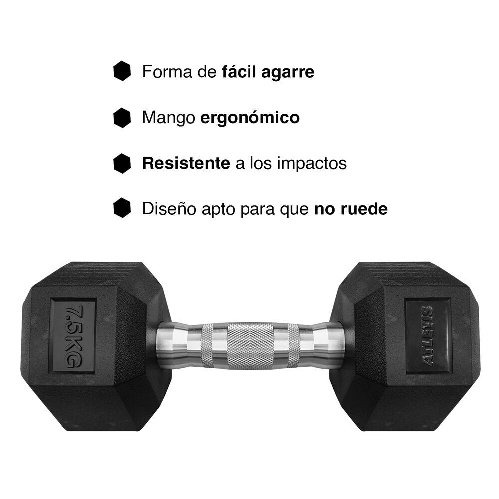 Mancuerna Hexagonal 7.5 Kg Negro image number 4.0