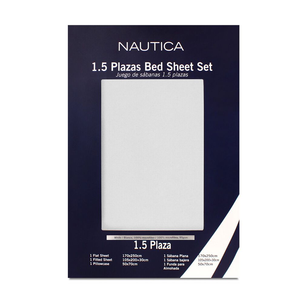 Juego De S&aacute;banas Nautica 3piezas Microfibra 1,5 Plazas Blanca image number 3.0