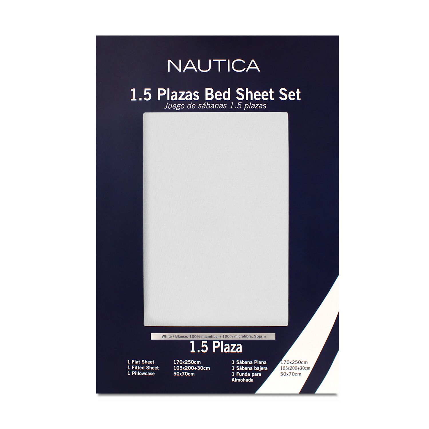 Juego De S&aacute;banas Nautica 3piezas Microfibra 1,5 Plazas Blanca image number 3.0