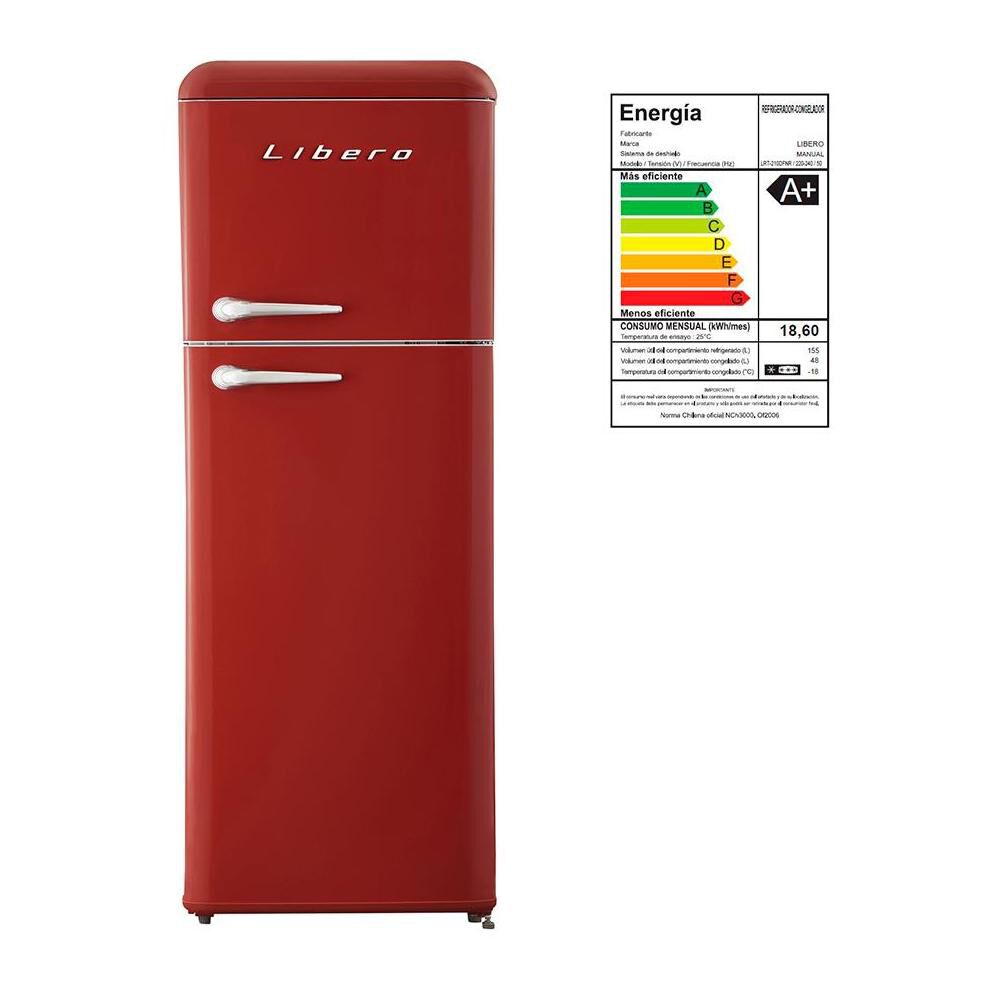 Refrigerador Top Freezer Libero  LRT-210DFRR / Frío Directo / 203 Litros / A+ image number 4.0