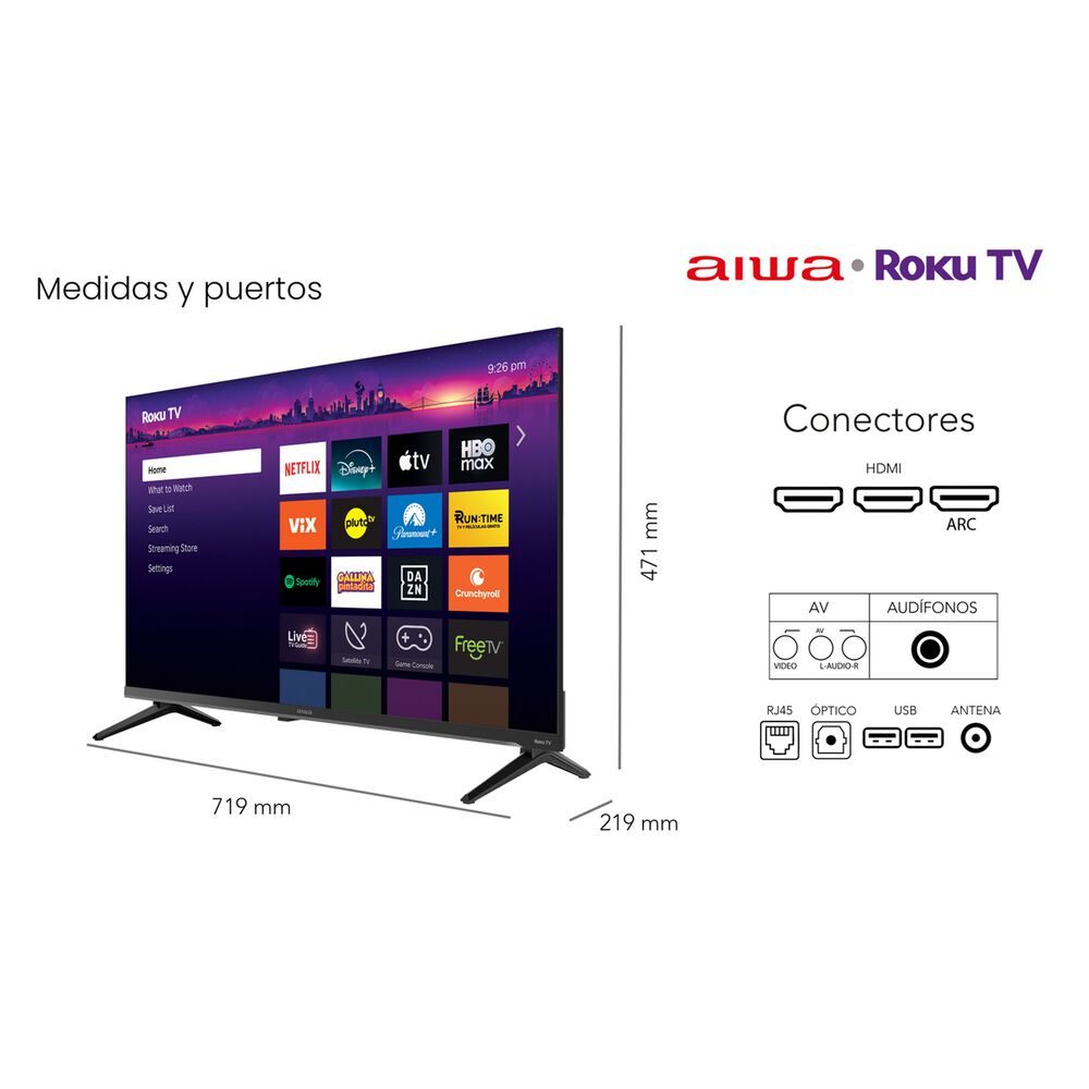 Smart Tv Aiwa 32'' Hd Wifi Sistema Roku Tv image number 1.0