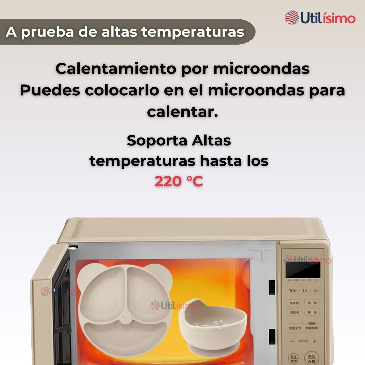 Set De Alimentaci&oacute;n Beb&eacute; Silicona De Oso 6 Piezas Libre Bpa Color Beige image number 3.0