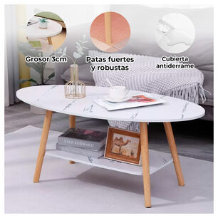 Mesa De Centro Elegante Para Sala Dise&ntilde;o N&oacute;rdico Con Efecto M&aacute;rmol