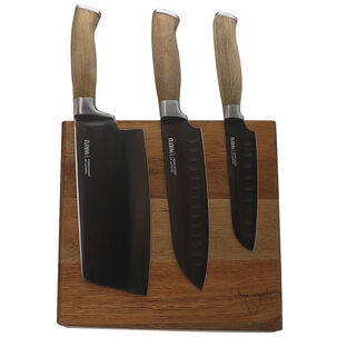 Block Magn&eacute;tico Wayu Madera Acacia Con 3 Cuchillos Premium